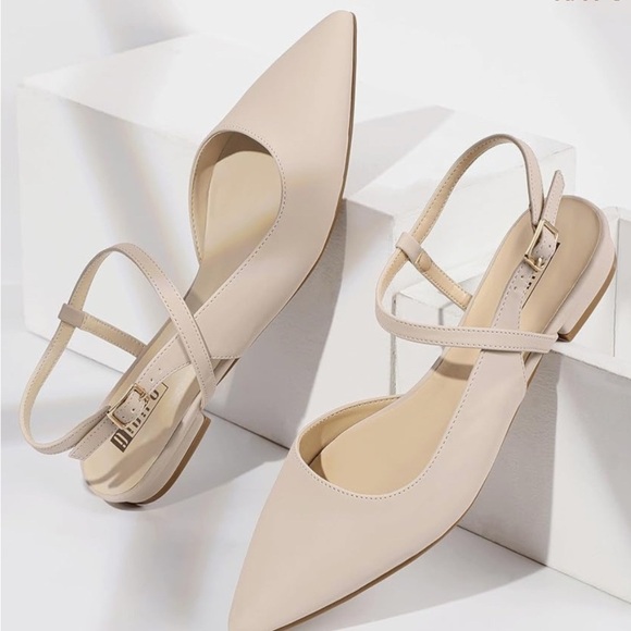 IDIFU Shoes - Pointed Toe Cream Slingback Flat